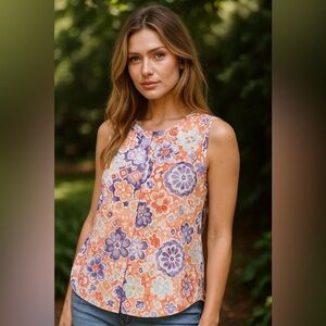 Erika Women's Irina Sleeveless Button Down Camp Shirt - Size M 🌸